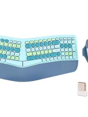 Ergonomic Wireless Split Keyboard in Aqua Blue